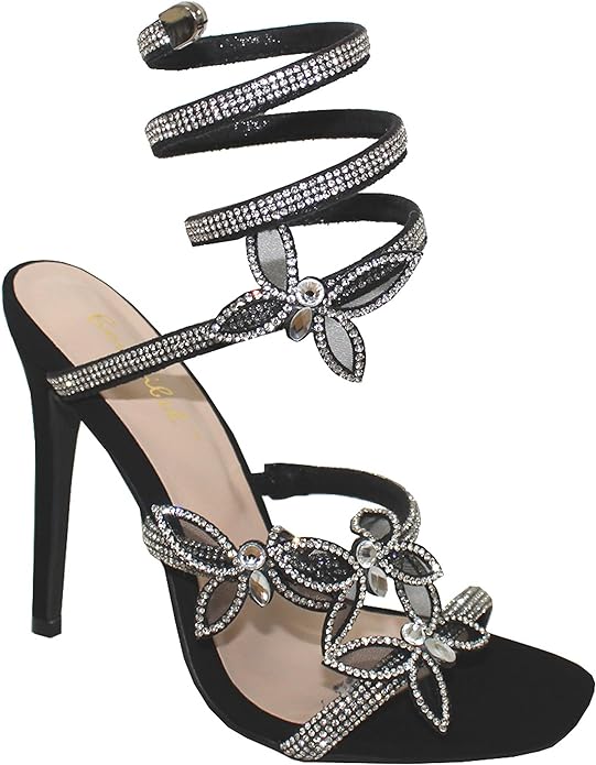 Butterfly Rhinestone Strappy High Heels Patricia-02